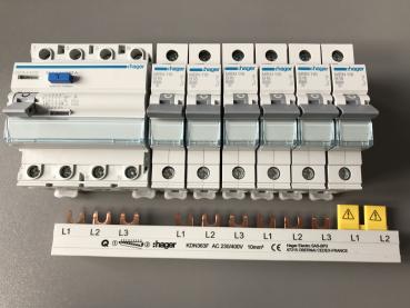 Hager ***SET*** FI: 1x CDA440D + 6x Hager LS-Schalter MBN116 + 1x KDN363F Sammelschiene + 1x KZ059